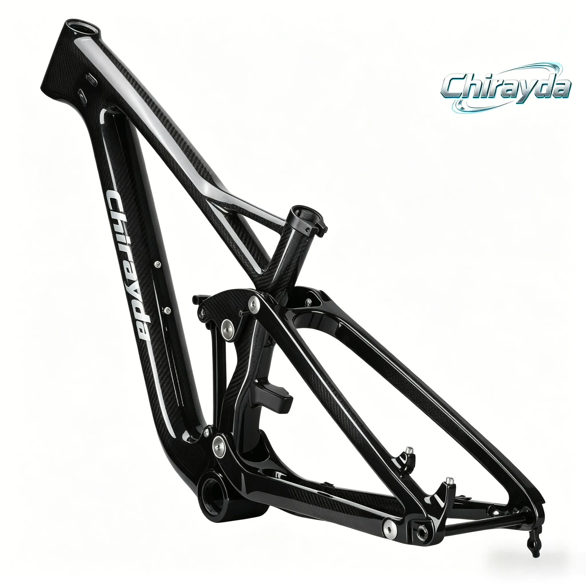 Chirayda 2025 NUEVO Cuadro de Bicicleta de Suspensión Total con Freno de Disco y Cable Interno de 2.48 kg, Cuadro de Bicicleta de Montaña con Suspensión Total, Fibra de Carbono Toray T1000