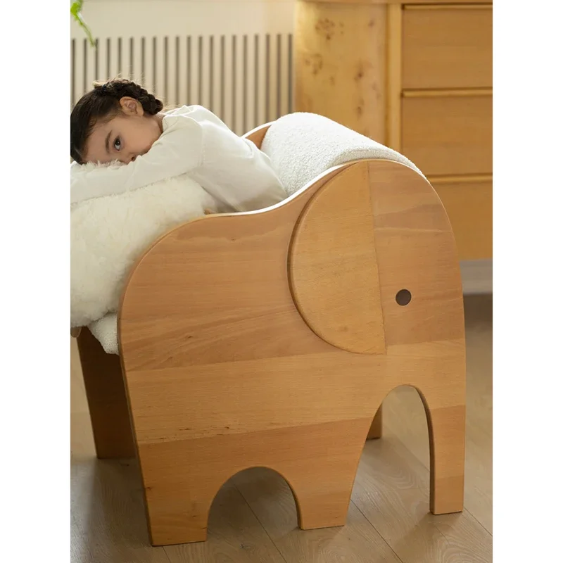 

Beech solid wood "elephant chair" children's picture book chair creative design chair low stool