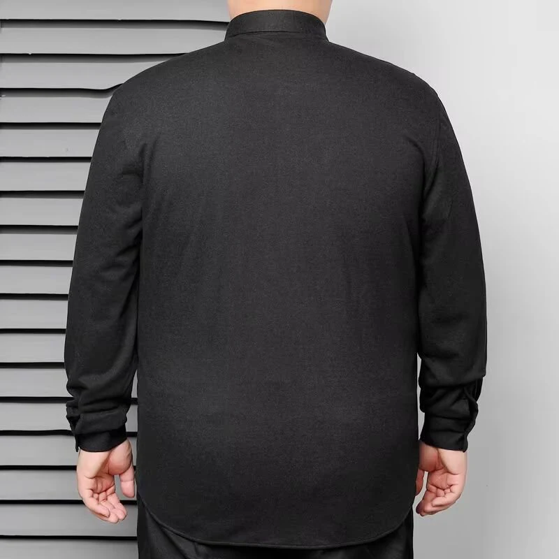 Men Wrinkle Resistant Business Long Sleeve Dress Shirt Male Plus Size Solid Versatile Button Shirt Comfortable Breathable Shirt