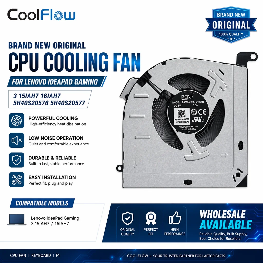 Brand New Original Cooling Fan for Lenovo IdeaPad Gaming 3 15IAH7 16IAH7 5H40S20576 5H40S20577