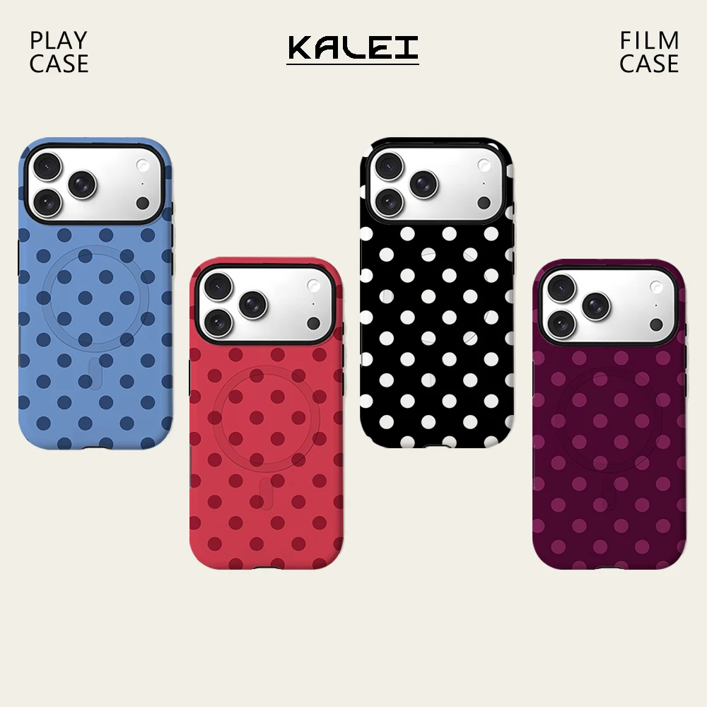 Polka Dots Magnetische Handyhülle für iPhone 17 16 15 14 13 Pro Max Plus – Robuste Einzel- und Doppelschicht-Hülle