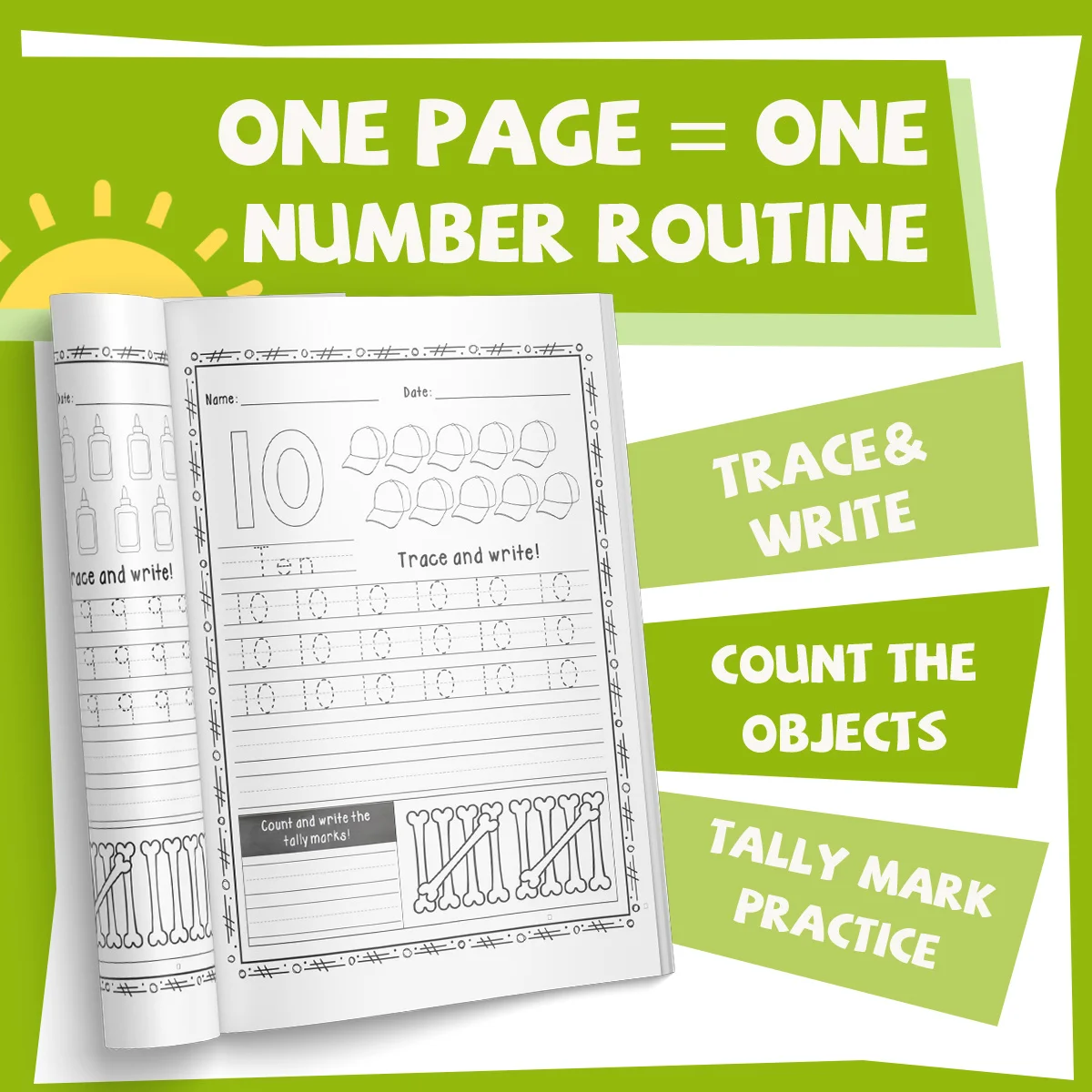 Number Tracing and Counting Workbook for Kids Activity Book to Learn Numbers 0–20 Trace Write Count and Practice Tally Marks