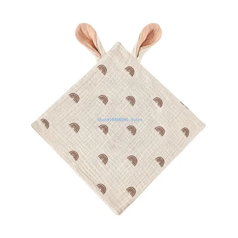 

K9FF Cartoon Rabbit Ears Appease Burp Cloth for Newbrons Cotton Soft Comforting Towel