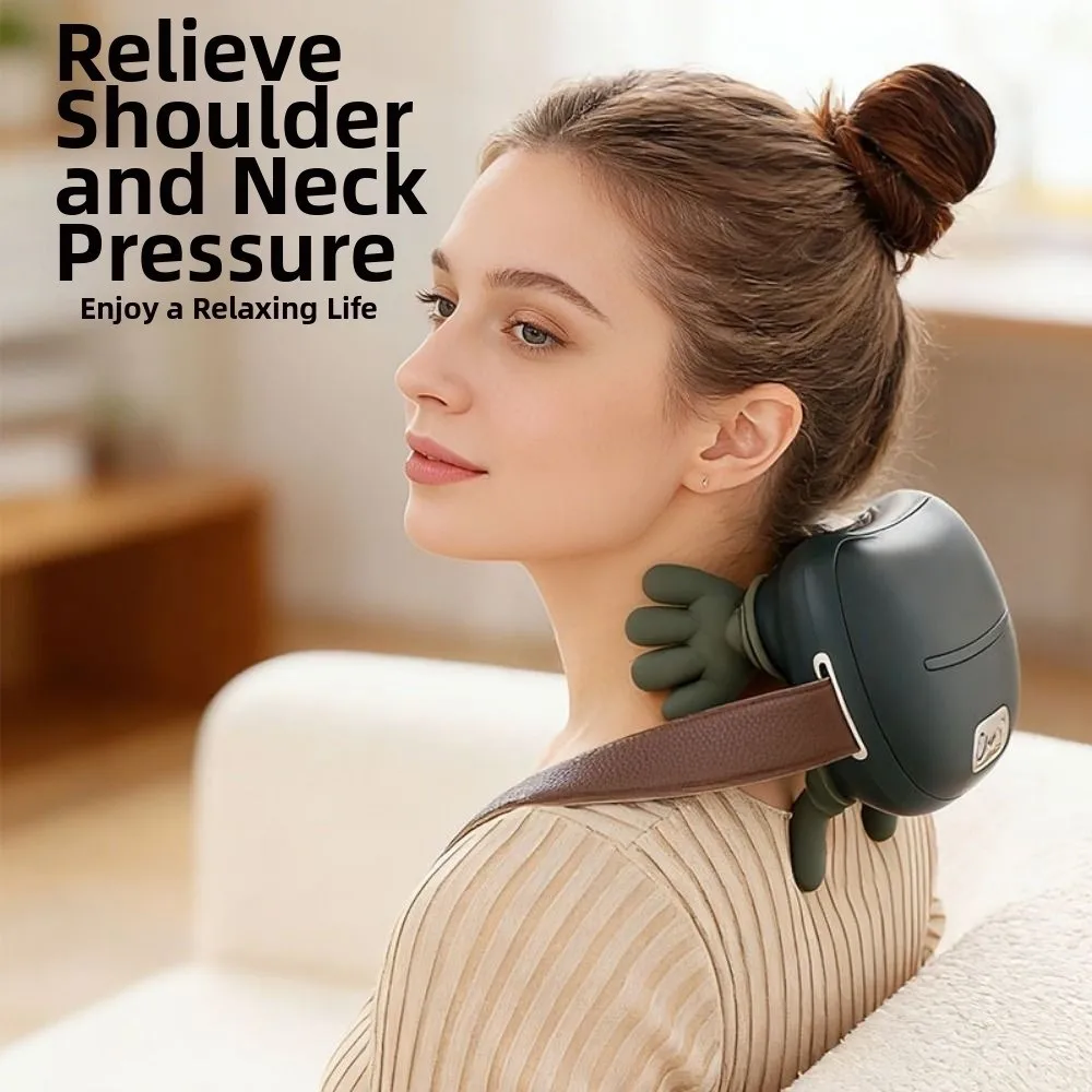 Kneading Technology Bionic Finger Massager USB Rechargeable Wireless Trapezius Massager Heating Compress Multi-functional