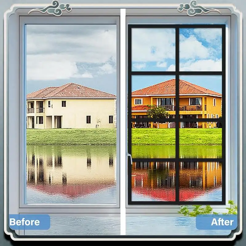 Durable 5 Rolls Total Window Grille Inserts Grid Kit Self Adhesive Peel And Stick Trim Simulated DIY Window Decorative