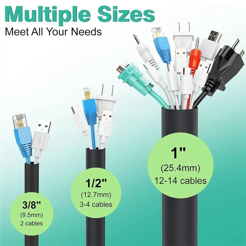B84B-Flexible Cable Sleeve Cord Protector 10Ft-3/8Inch For Dog And Cat, For Easy Cord Management, Protects Cables From Pets Chew