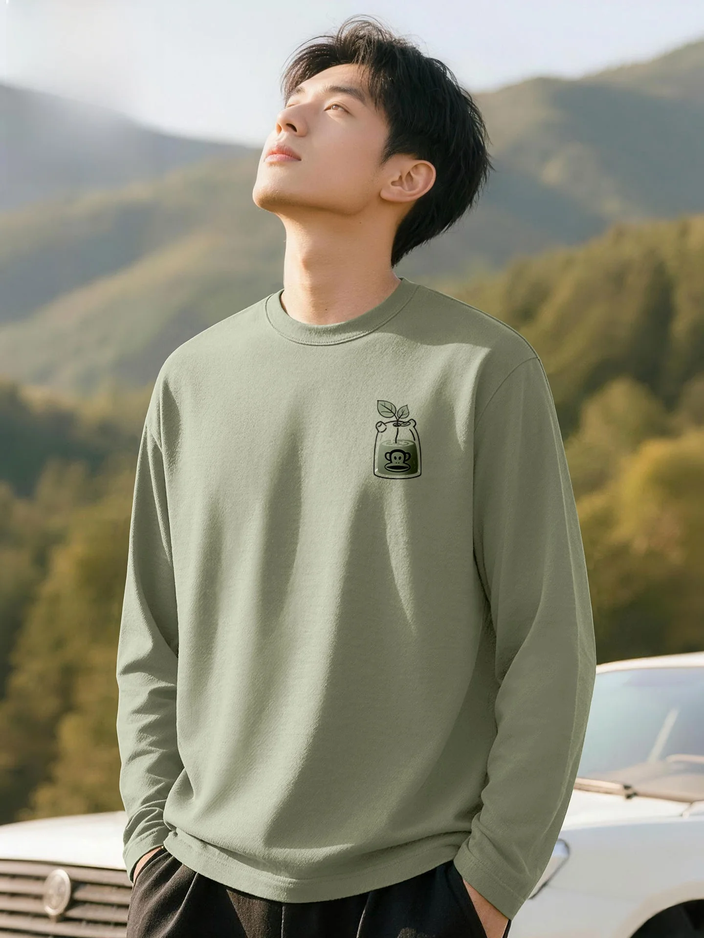 

Loose Fit Long Sve Men's T-irt Spring New Sle 2026 Youth Faionable Base irt Breathable Cotton Casual Wear