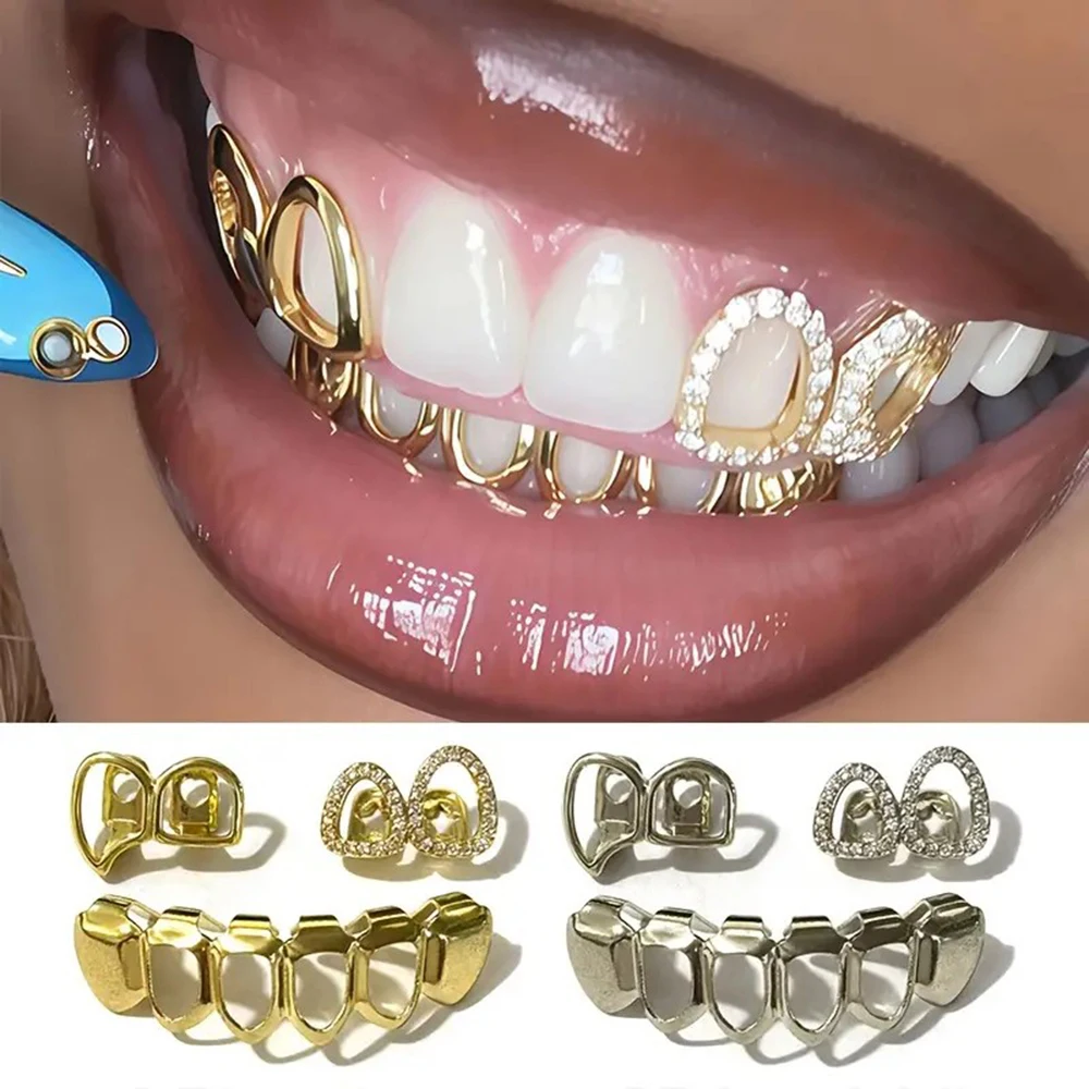 A Set of Hip-Hop Double Hollow Fangs, Suitable for Both Men And Women, Perfect for Halloween, Christmas, Nightclubs