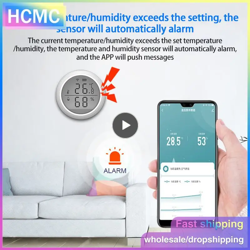 

Digital Thermometer Smart Life Long Battery Life Lcd Screen Remote Monitoring Work With Alexa Assistant Indoor Hygrometer