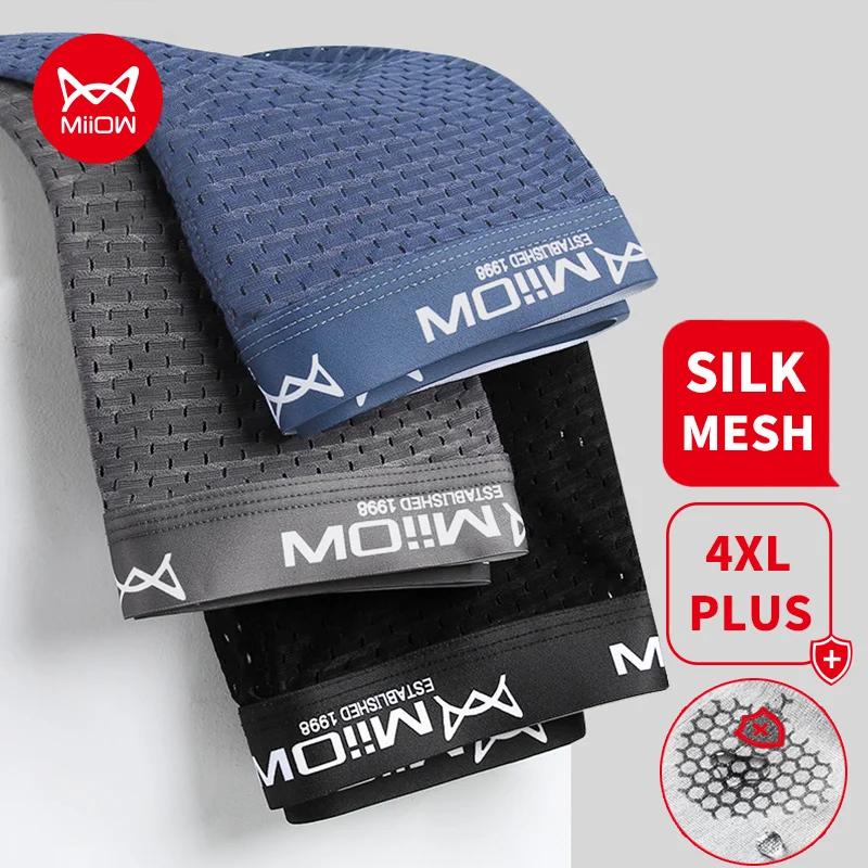 MiiOW Mesh Männer Boxershort Eis Seide Boxer Unterwäsche Atmungsaktive Graphene Antibakterielle Männlichen Höschen Unterhose Calzoncillos