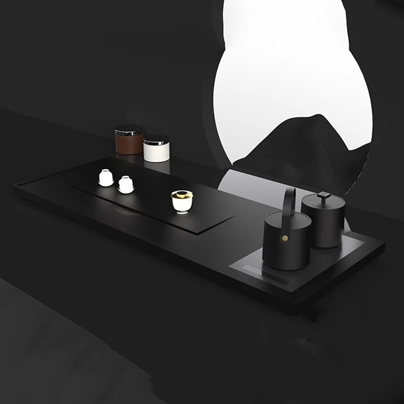 ^Stone Black Tea Tray Serving Hospitality Dining Living Room Tableware Kitchen Office Tea Tray Chinese Bandejas Home Decorationg