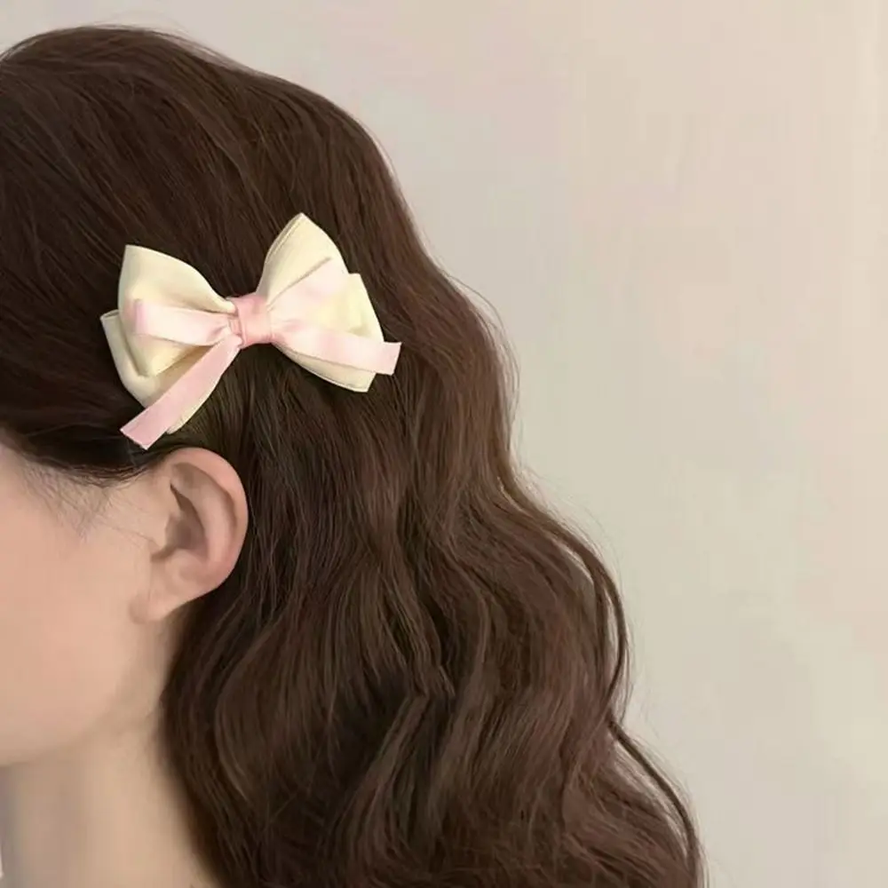 1pc Korean Balletcore Sweet Ribbon Bow Hairpin Cute Girl Bowknot Hair Clip Headwear Hair Accessories