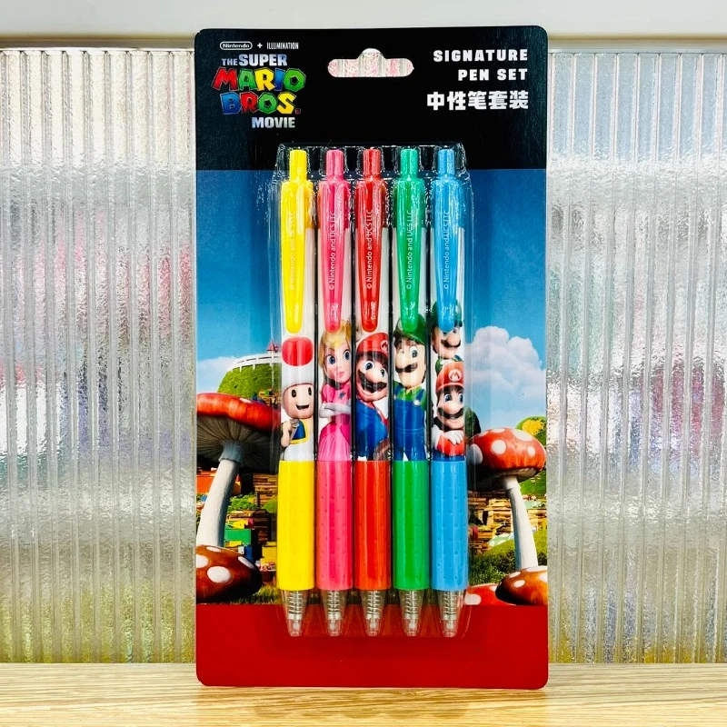 Super Mario Bros długopis żelowy Anime 0.5MM długopis z czarnym tuszem długopisy studenckie Cartoon szkolne artykuły papiernicze artykuły biurowe