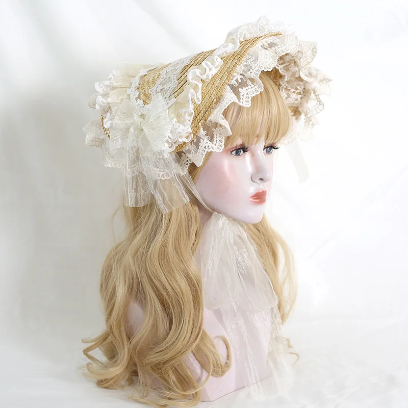Women Cute Lace Gothic Lolita Bowknot Headband Headdress Anime Maid Cosplay Accessories Tea Party Headpiece Hair Clips