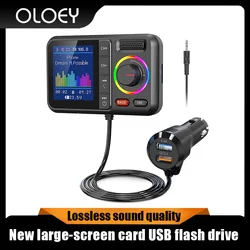 Wireless FM transmitter with big color screen 2.4A qc3.0 dual USB fast charging hands-free call car MP3 music player