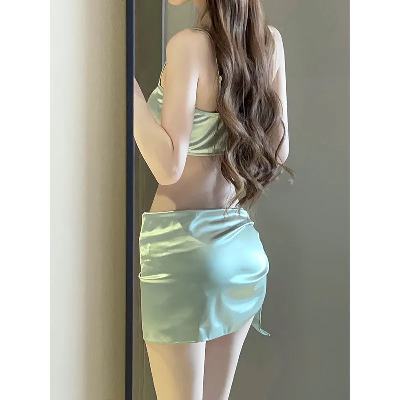 3 قطعة/المجموعة مثير ملابس السباحة امرأة 2025 مجموعة البكيني الحلو رقيقة عارية الذراعين ملابس السباحة الربيع لفساتين الشاطئ الصيف دعوى لفتاة الهدايا