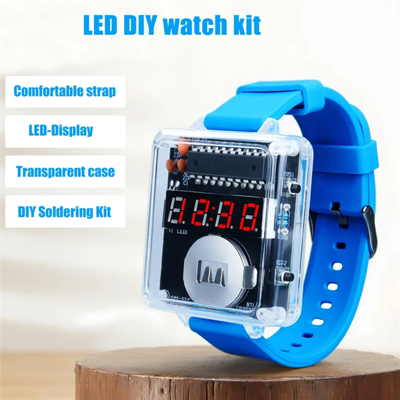 【B55AQ】Per principianti elettronici Kit orologio fai-da-te con display a LED a 4 cifre Micro controller Kit di pratica di saldatura per studenti scolastici