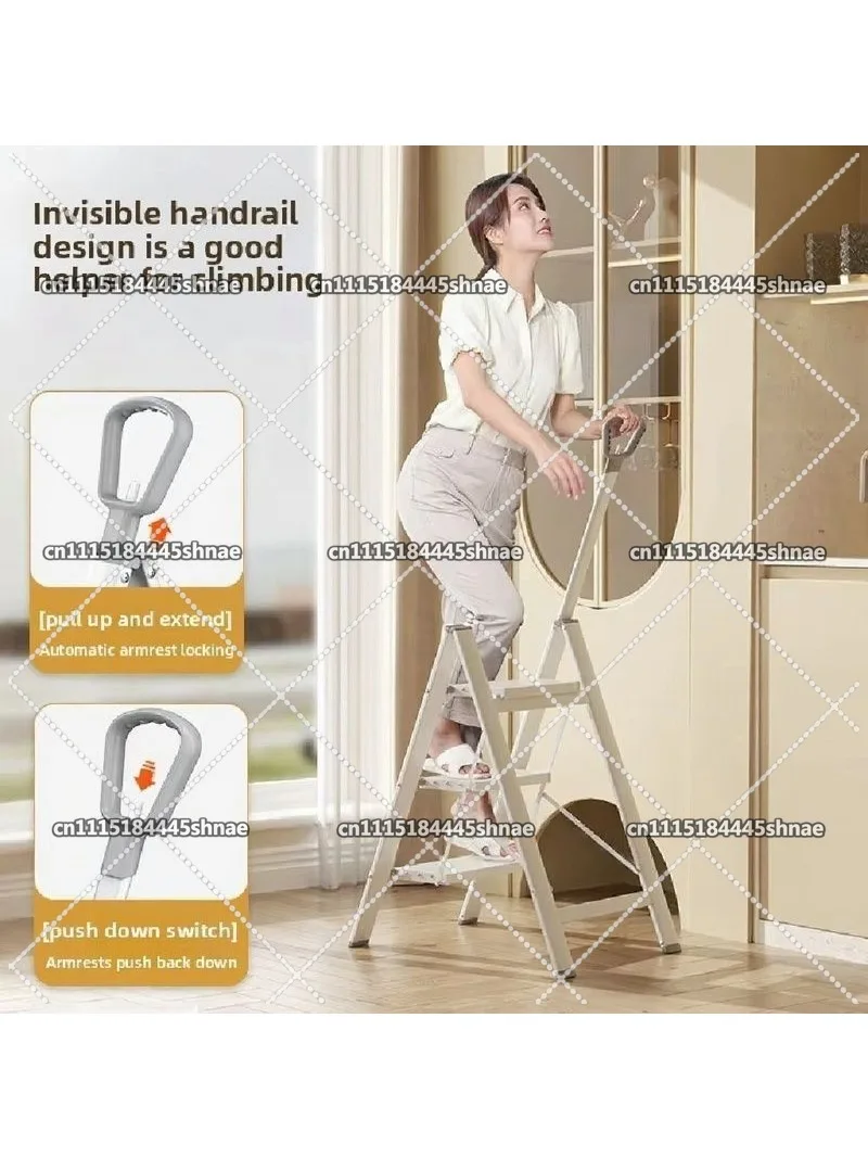 Aluminum Alloy Folding Step Ladder, 3-Step Multi-Purpose Safety Ladder with Wide Anti-Slip Pedals, Strong 300lb Load Capacity
