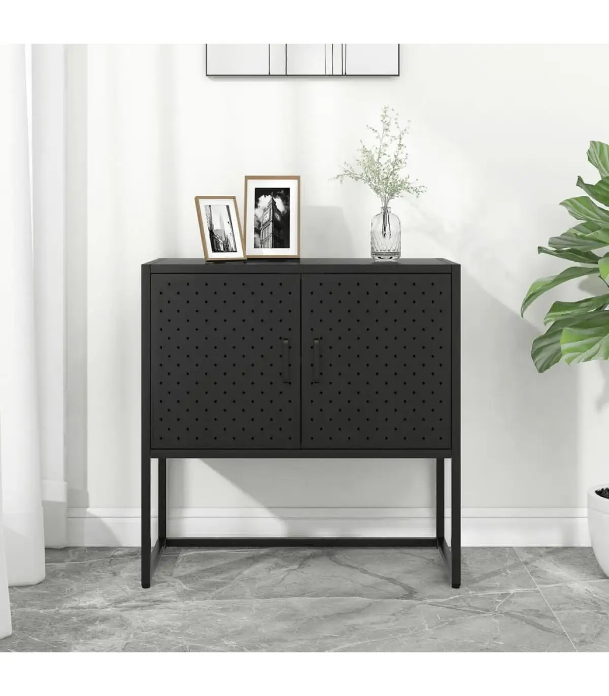 Black steel sideboard 75x35x75 cm