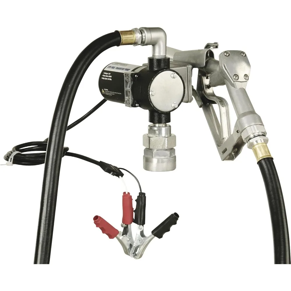 12V Diesel Fuel Transfer Pump - 8 GPM, Manual Nozzle, Hose