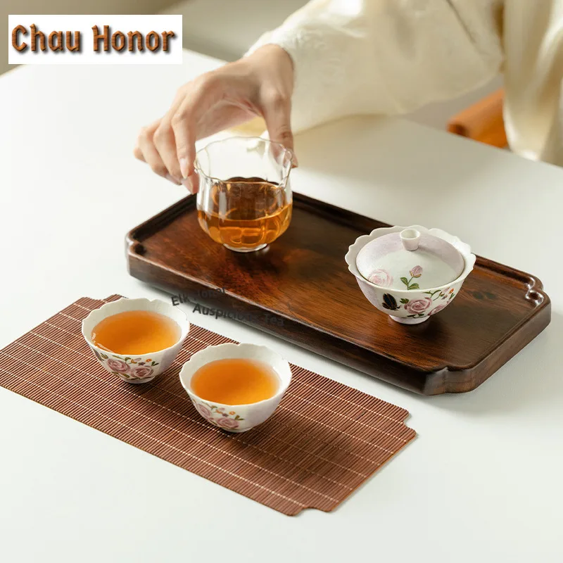 Hand-drawn Butterfly Rose Tea Set Complete Set Antique Tea Ceremony Set Teapot And Tea Cup Set Chinese Tea Set Accessories Gifts