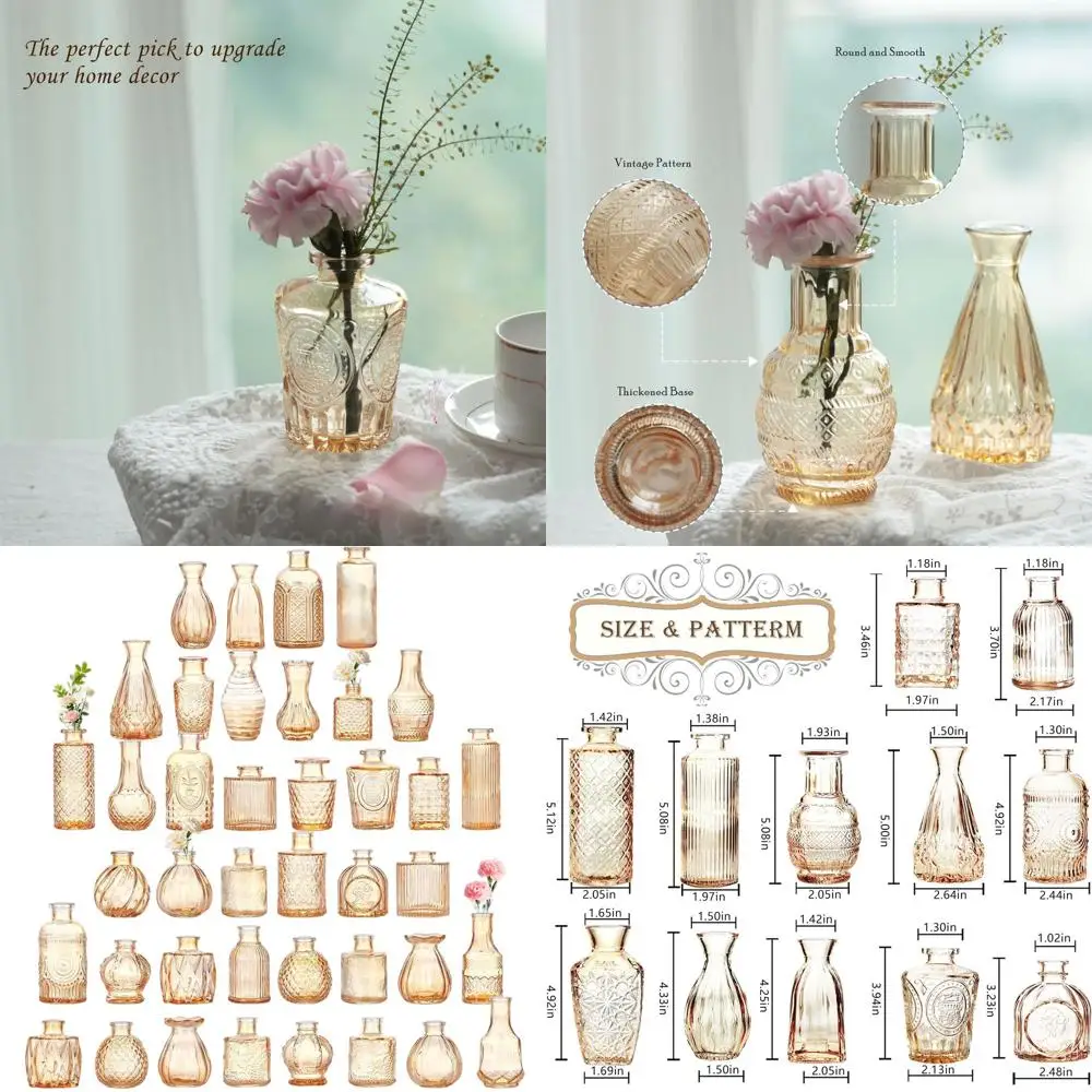 

Набор из 40 мини-золотых ваз для свадебных центральных элементов, маленькие винтажные вазы с цветами оптом для вечеринки и домашнего декора, идеально подходят для A