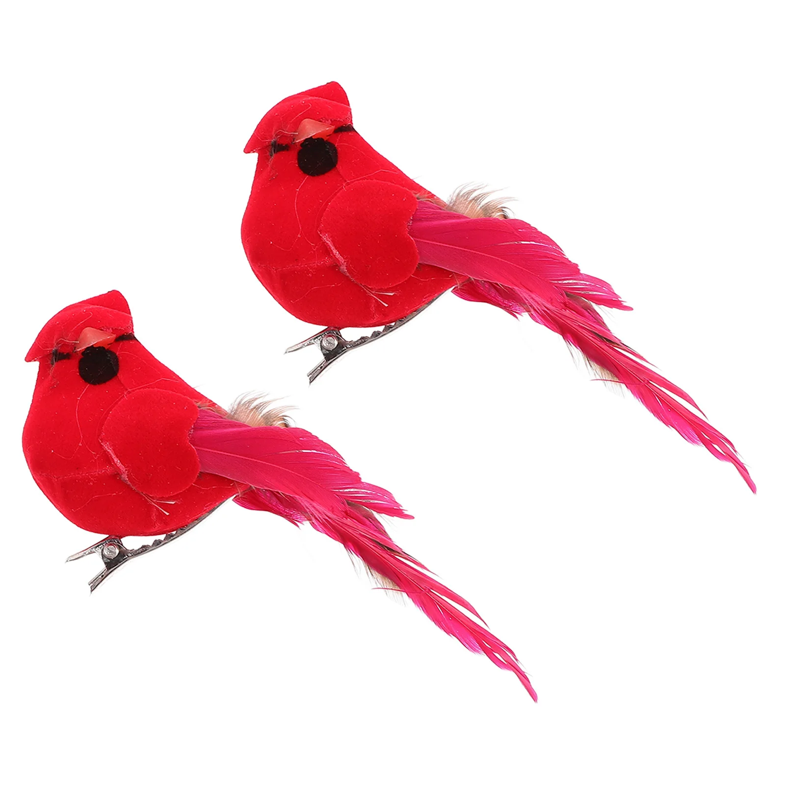 

2Pcs Red Bird Christmas Ornaments Lifelike Clip-on Red Finch Decorations Festive Holiday Tree Garland Artificial Christmas Birds