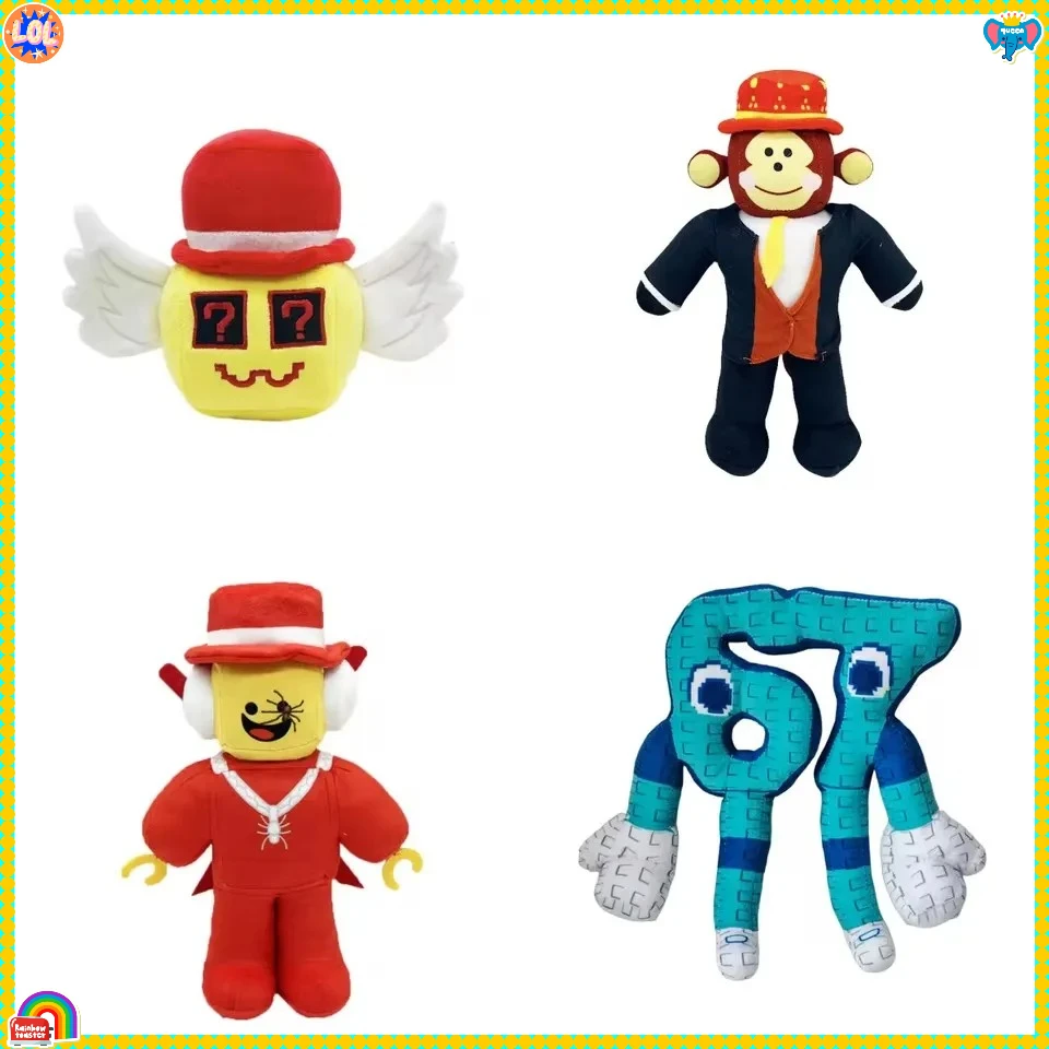 Kawaii Steal a Brainrot Jandel Plush Anime Jandel Giant Toriel No. 67 لعبة قطيفة زرقاء قبعة حمراء هدايا عيد الميلاد للأطفال على شكل قرد أسود