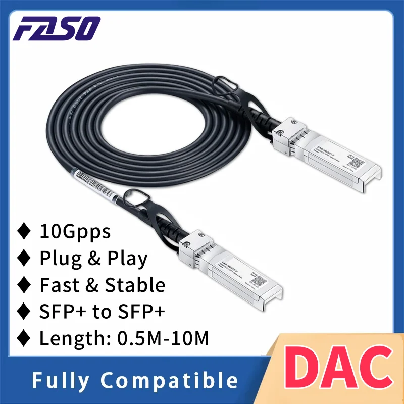 

10G SFP+ DAC Twinax Cable Copper Direct Attach Passive Cable 10GBASE 0.5M/1M/2M/3M/5M/7M/10M for Cisco/Ubiquiti/MikroTik Switch