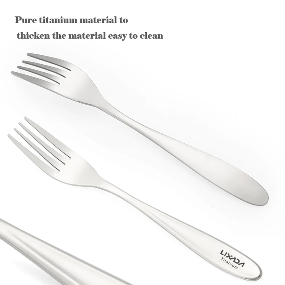 Lixada Lightweight Titanium Dinner Fork and Spoon Flatware Cutlery Set for Outdoor Camping Hiking Backpacking Picnic dinner fork