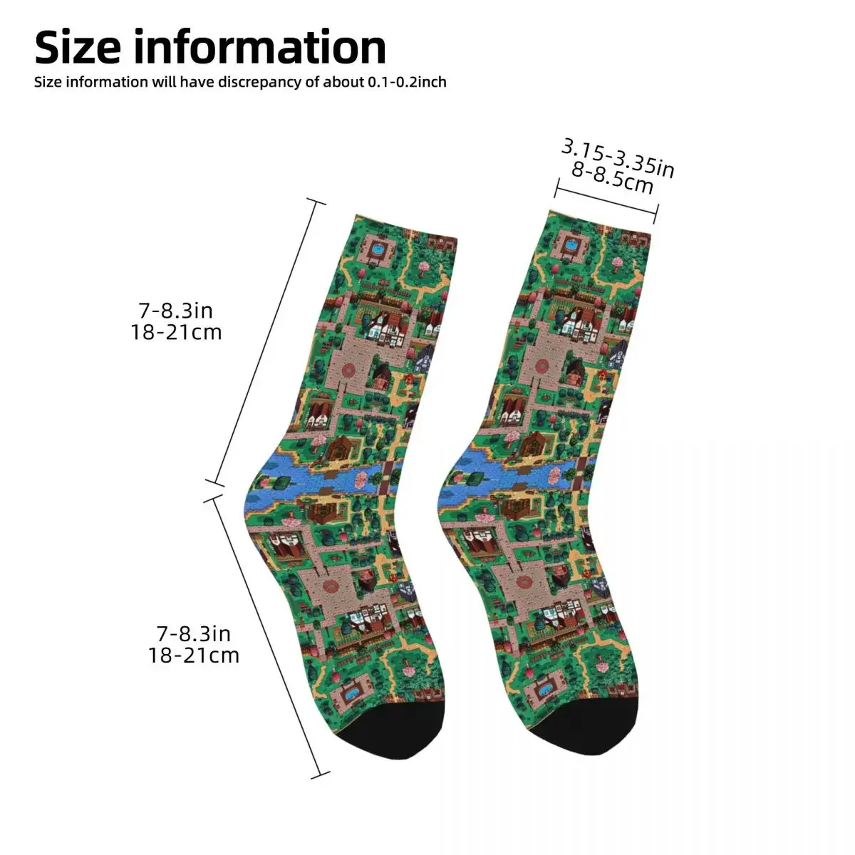 Stardew Valley Town Map calzini Harajuku calze Super morbide calze lunghe per tutte le stagioni accessori per il regalo di compleanno della donna dell'uomo