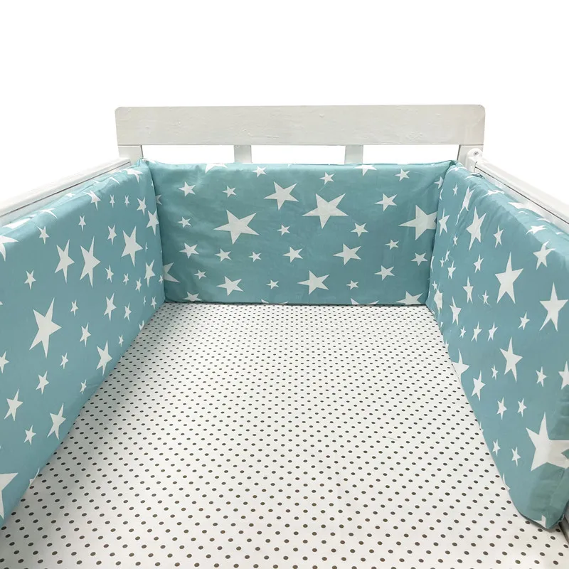 Cotton Crib Bumper for Protection Wrap Baby Anti-bite Solid Color Bed Fence Guardrail Newborn Care Baby Safety Bedding Product