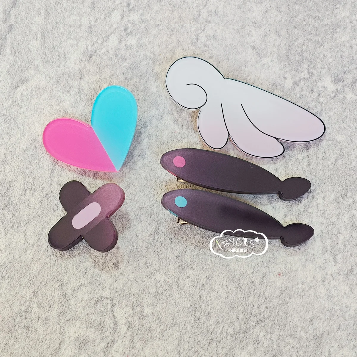 

Yuki Yuna Cosplay prop Hair accessory Set Duck Bill Bow Clips Anime Hair Pin