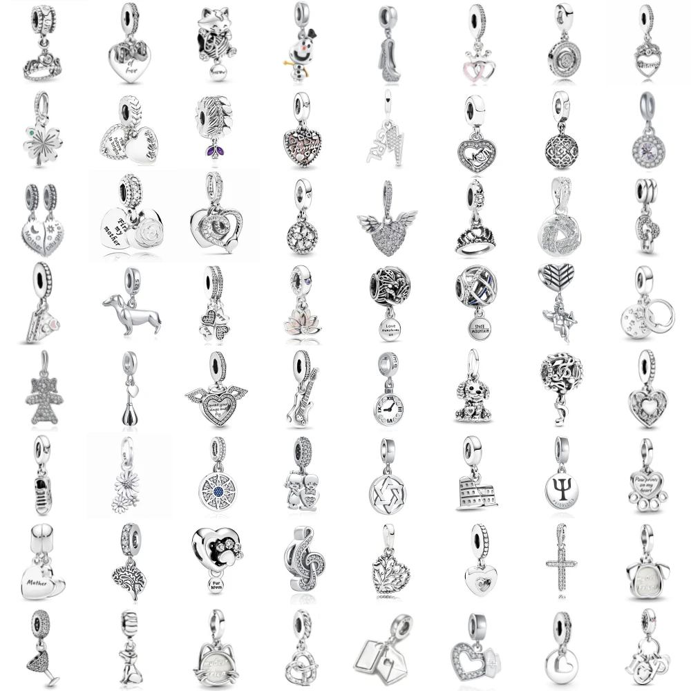 New 925 Sterling Silver White Style Guitar Musical Notes Dog Fine Beads Fit Original Pendant Charm Bracelet Women DIY Jewelry
