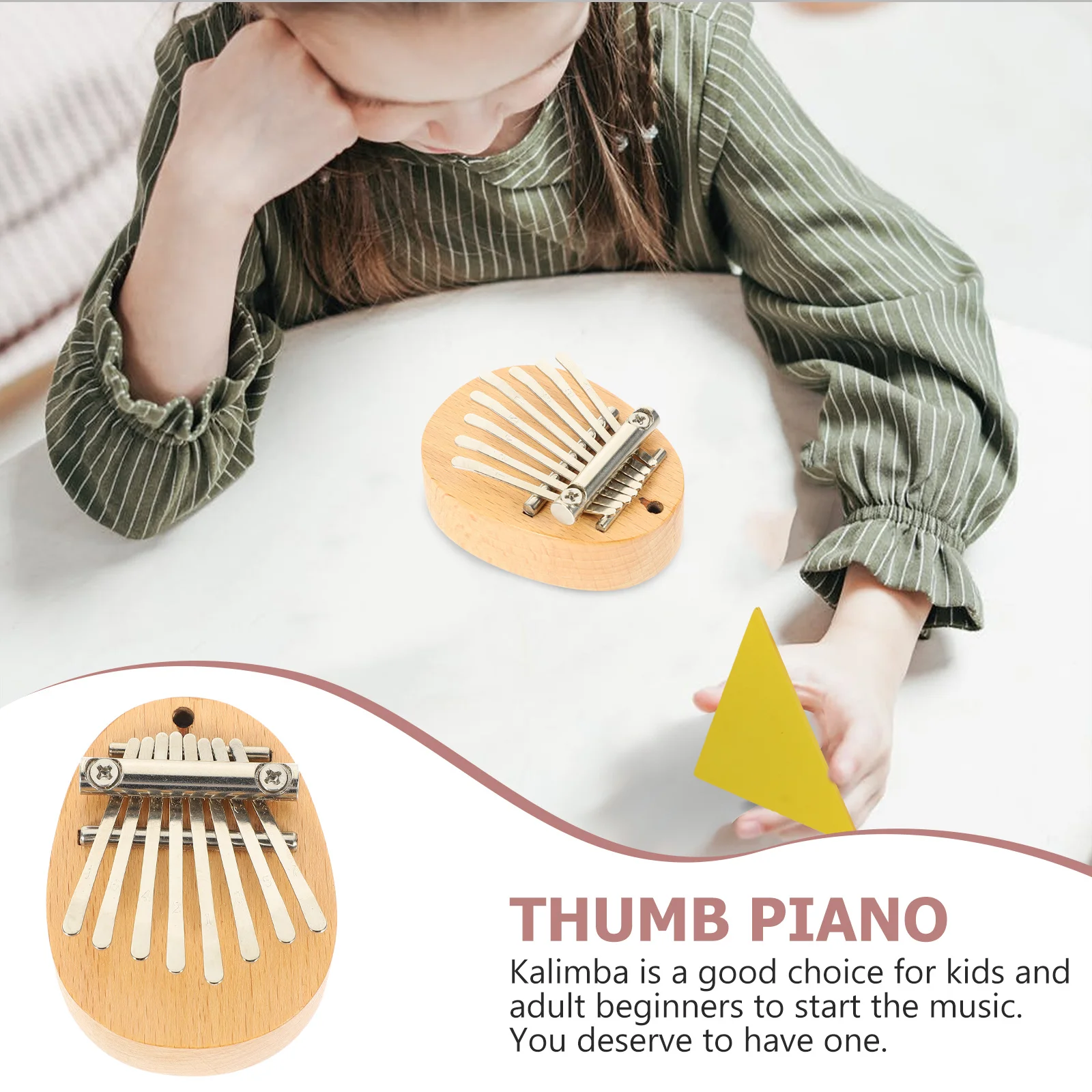

Thumb Music Instrument Kalimba Piano for Beginners Advanced Portable Pine Wood Finger Decor