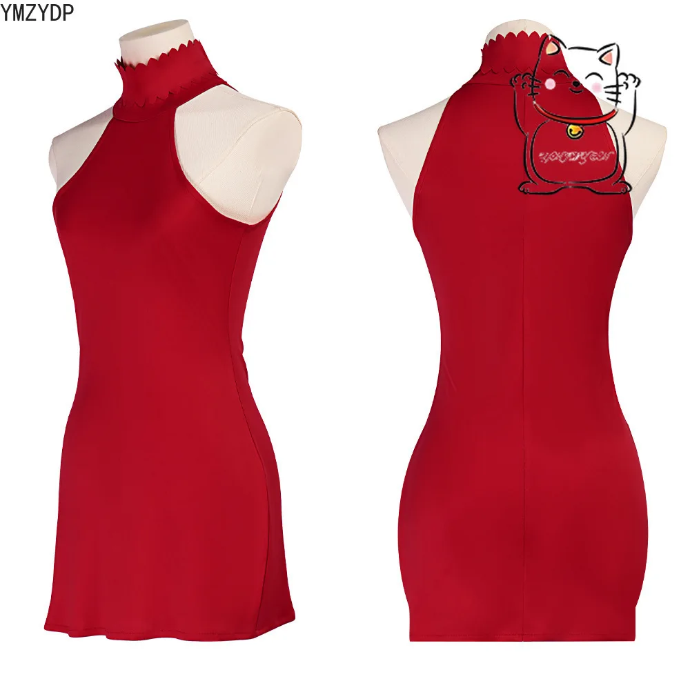 جديد حار بيع نامي الأحمر مثير الورك المعانقة اللباس هالوين كرنفال تأثيري أنيمي حلي الساخن بيع