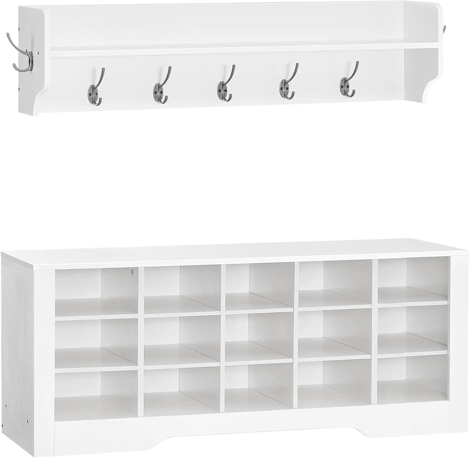 

Coat Ra Shoe Bench Set, 43.3 Hes Entryway Bench With Coat Ra, Hall Tree With Shoe Bench, Coat Ra With Shoe Storage, 15 Cubbies,