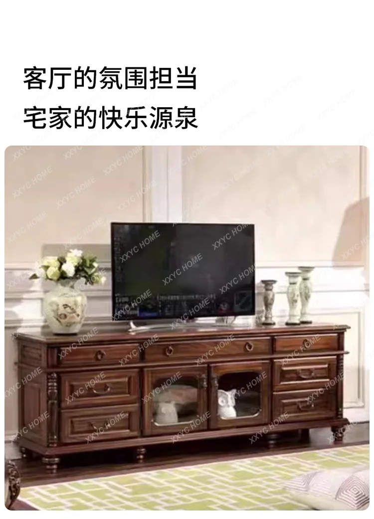 Living room audio-visual cabinet multi-pump TV cabinet retro floor high storage floor cabinet