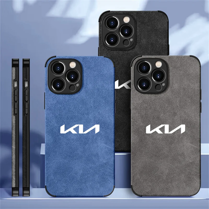 

For KIA Logo Suede Personalise Phone Case for iPhone 16 15 13 14 11 12 Pro Max 12 Mini 7 8 XR X XS 16 Plus 15Pro MAX Cover Shell