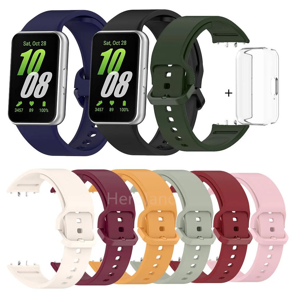 Watch Strap Silicone For Samsung Galaxy Fit 3 SM-R390 Smart Wristband Accessories WatchBand Bracelet for Galaxy Fit3 strap&case