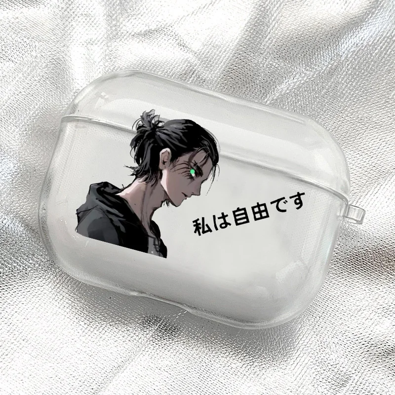 

Anime Attack on Titan Transparent Case for Airpods Pro 3 2 1 Shingeki No Kyojin Levi Eren Yeager Airpod Cases TPU Earphone Cover