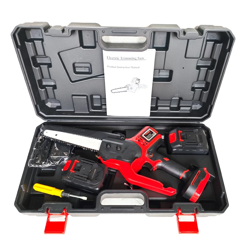 

XMSJ Toway 8-Inch Industrial & DIY Cordless Electric Chain Saw Manufacture's Grade for Wood and Metal Sawing Battery Chainsaw