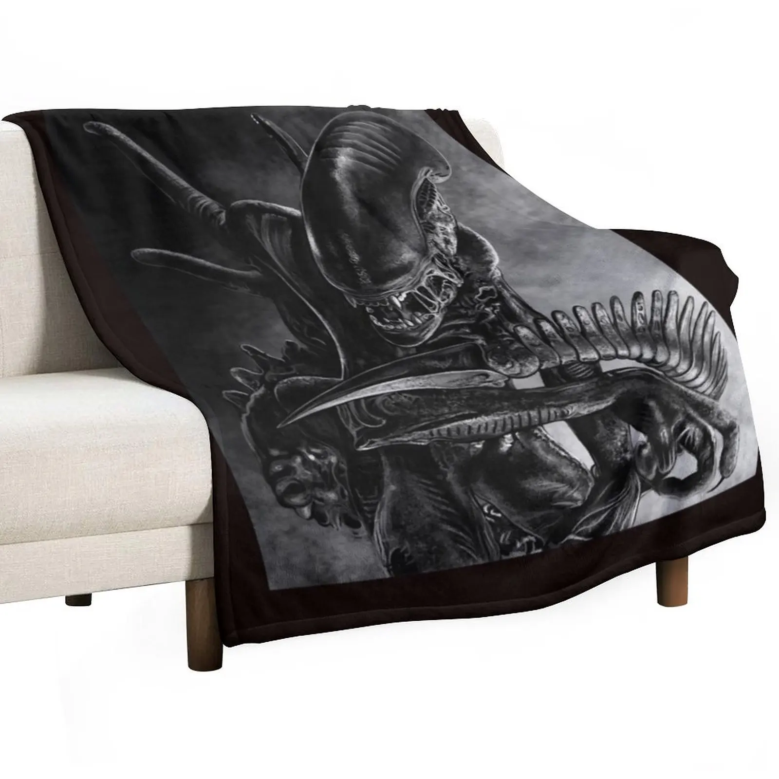 Xenomorph Throw Blanket Personalized Gift For Decorative Sofa for winter Thermal wednesday Hair Blankets