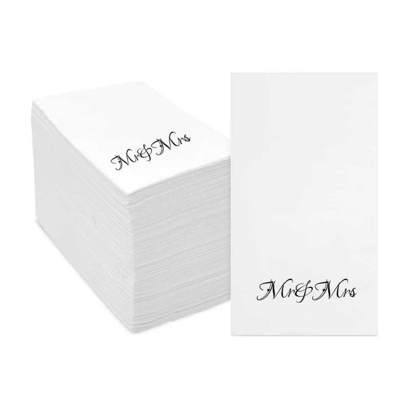 White Background Printing Napkins, Hot Stamping, Wedding, Birthday Party, Table Decoration, 150Pcs