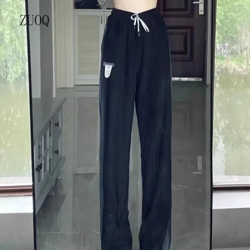 

Уличная одежда Брюки с принтом тай-дай Женские повседневные базовые свободные брюки с высокой талией и карманами на шнурке Тонкие спортивные широкие брюки