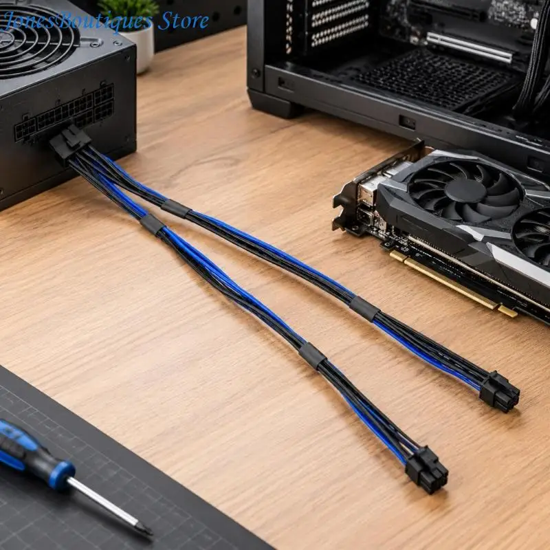 Direct GPU Power Cable, Two Mini 6-Pin System Board Ends to 8-Pin Video Card Input for Routing Within a Computer W8KE