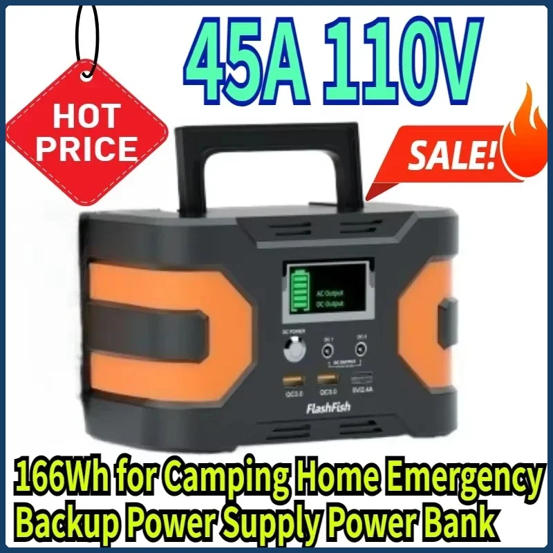 

166Wh Solar Power Station CPAP Battery 45A 110V Solar Generator AC DC for Camping Home Emergency Backup Power Supply Power Bank