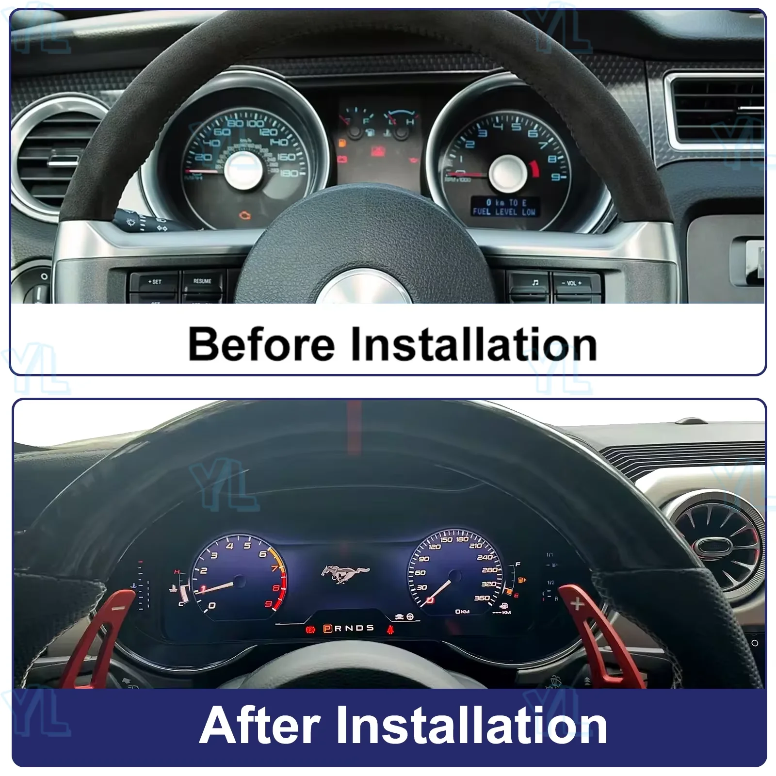 

YLL Linux System 12.3-inches LCD digital instrument cluster For Ford Mustang (2015-2021) odometer tachometer instrument cluster