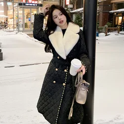 2023 Winter New High end luxury style 90 white duck down Coat large collar diamond plaid down jacket for women's Puffer jacket