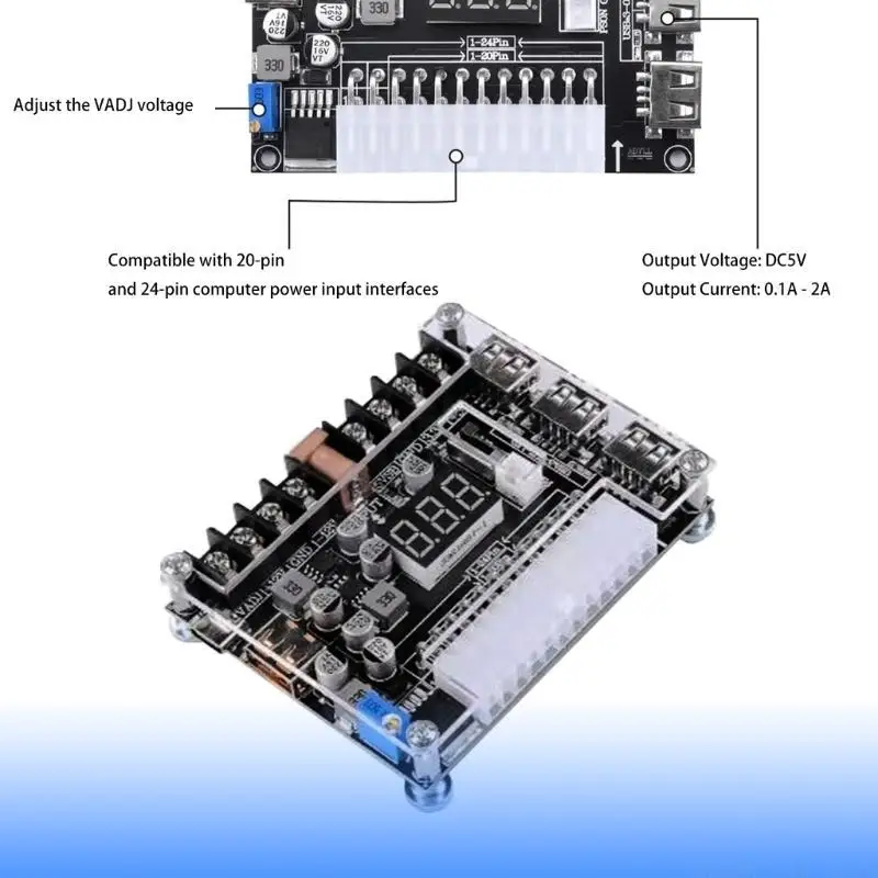 A2BE Upgrades  Computer Power Supply Adapter Board for 20Pin & 24Pin Connection
